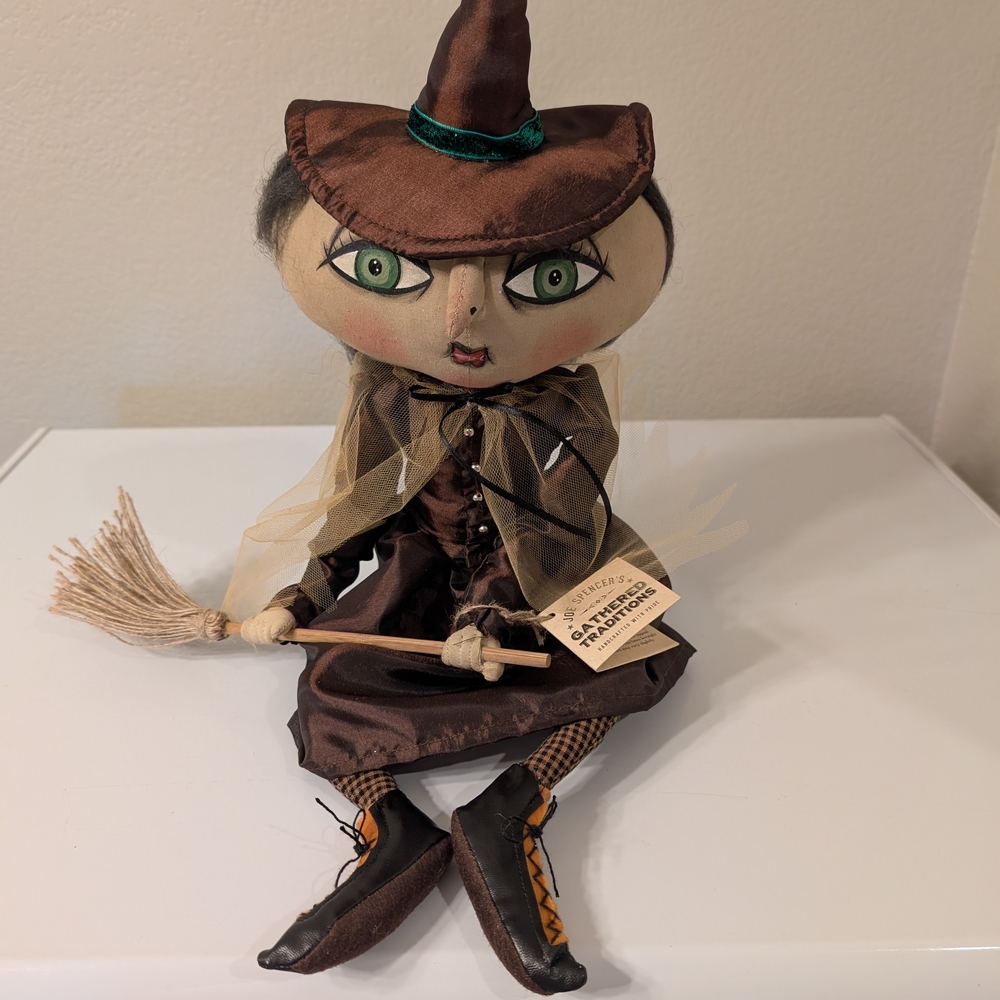 Spencer's Brown Witch Doll with Broom